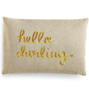 Hello Darling Decorative Throw Pillow Gold Linen